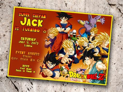 Dragonball Z Personalized Birthday Invitation Etsy