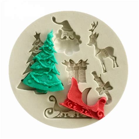 Natale Con Albero E Babbo Natale Slitta E Renna Stampo In Silicone