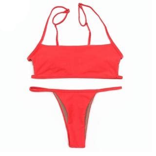 Summer Sexy Swimsuit Tube Top Nylon Flat Chest Split Two Piece Padded Bikini Set Shopee