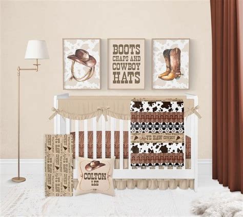 Baby Boy Crib Bedding Set, Cowboy Baby Bedding, Western Crib Bedding in Rust, Western Nursery ...