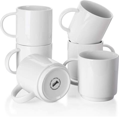 Btat Stackable Coffee Mugs White 12 Pack 12 Oz 350 Ml