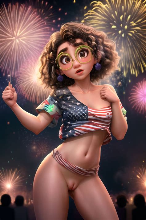 Rule 34 1girls Ai Generated American Flag Shirt Belly Button Black Hair Clothing Colombian