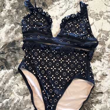Jcrew One Piece Black And Nude Swimsuit Laser Cut Gem