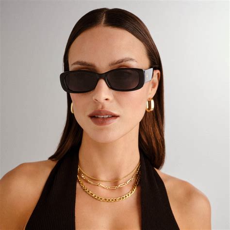 Unreal Shiny Black Uni Sex Rectangle Sunglasses Le Specs Le Specs Intl