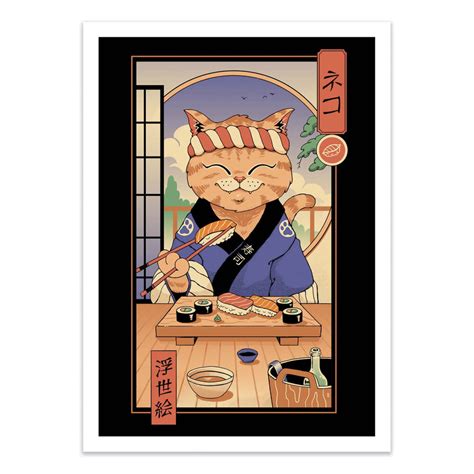 Poster Sushi Cat In Edo Vincent Trinidad Wall Editions Hopono