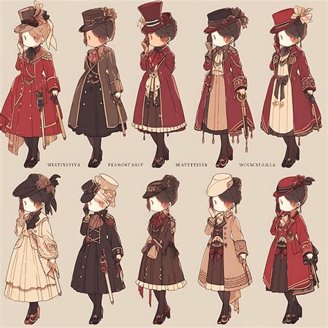 Anime Desenho De Personagens Feminino Neo Vitoriano Ensemble Steampunk