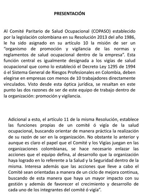 Copasst Pdf Seguridad Y Salud Ocupacional