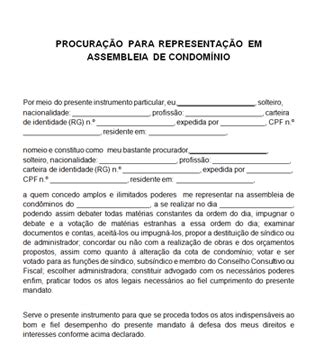 Procuração Para Assembleia De Condominio E Questões Do Imovel - Modelo de Procuração para Assembleia de Condomínio | Word e PDF