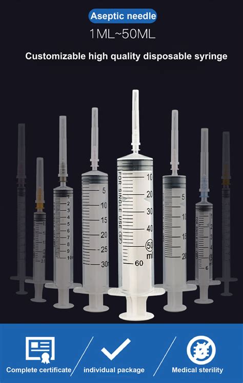 Disposable Syringe Sterile Hypodermic Syringe With Needle For Single