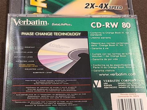 Verbatim DataLifePlus CD RW 700 MB 80 Min 2X 4X Speed W Jewel Case EBay