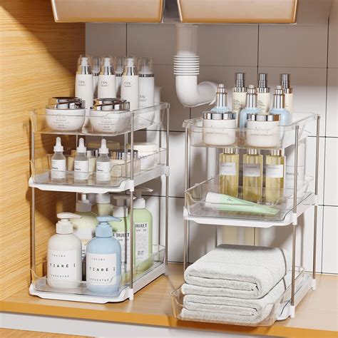 Delamu 2 Sets Of 3 Tier Bathroom Under Sink Organizers And