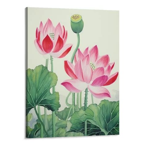 Shiartex Beautiful Lotus Flower In The Pond Zen Mural Painting White