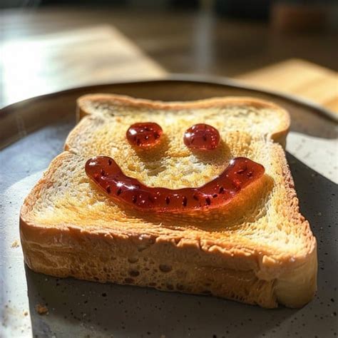 happy breakfast toast photo toast breakfast ketchup