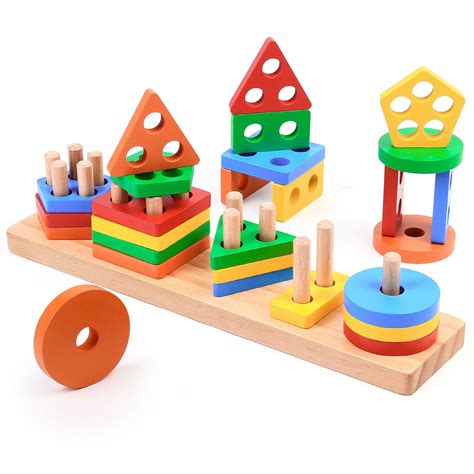 lotfancy montessori toys  toddlers ages   wooden shape sorter