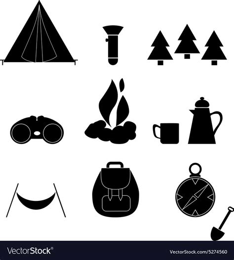 Camp Icon Silhouette Nature Symbol Equipment Vector Image