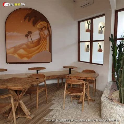 Wooden Armed Dining Chairs, Square Dining Tables, and Benches - Bali ...