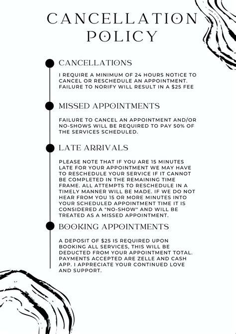 Salon Cancellation Policy, Salon Policy, Cancellation Policy - Etsy