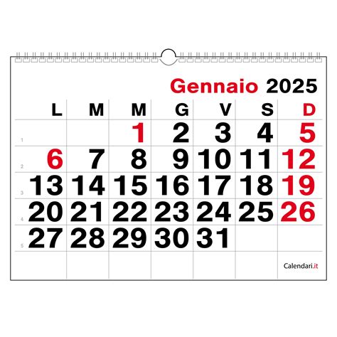 Calendario Numeri Grandi Orizzontale Da Muro