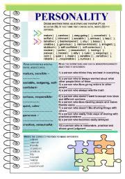 Personality Adjectives Esl Worksheet By Maestralidia