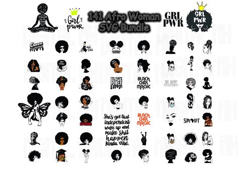 141 Afro Woman Svg Bundle Black Woman Svg Bundle Girl Power Etsy