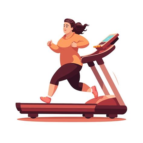 Premium Vector Chubby Middleage Woman Running On Treadmill