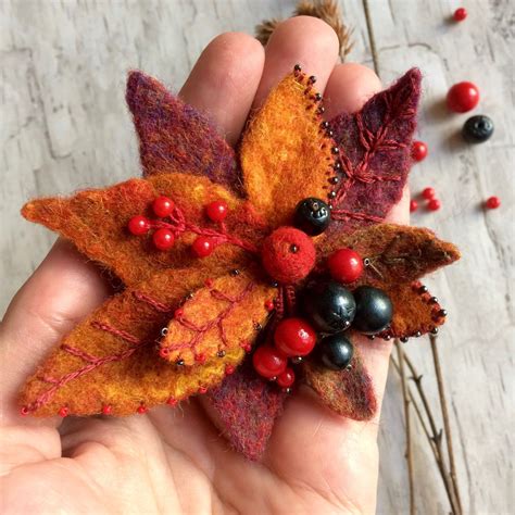 Felted Brooch Fall Handmade Brooch Needle Felt Pin Felted Etsy Felt