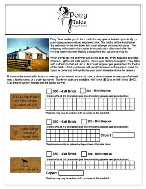 Fillable Online Pony Tales Refuge Rehab Brick Order Form Fax Email