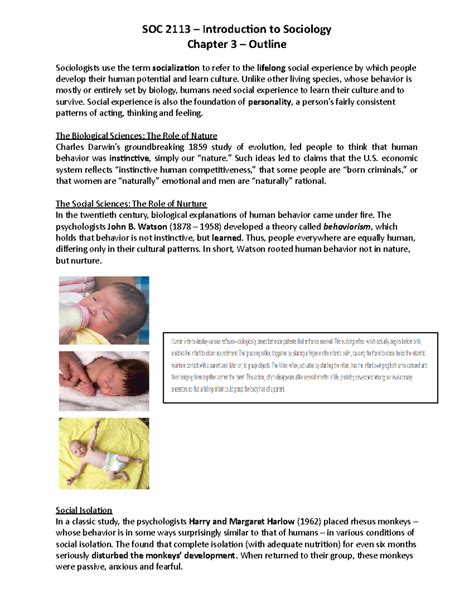 Chapter 3 Outline Spring 2022 - SOC 2113 – Introduction to Sociology