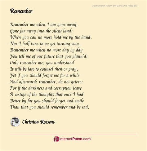 Remember Poem By Christina Rossetti