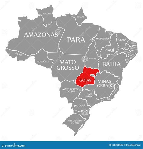 Goias Red Highlighted in Map of Brazil Stock Illustration ...