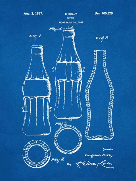 1937 Coca Cola Bottle Patent Print 3rd Design With Hobble Skirt