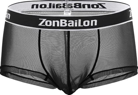 BIATWOWR Men S Boxer Briefs Underwear Sexy See Through Mesh Trunk