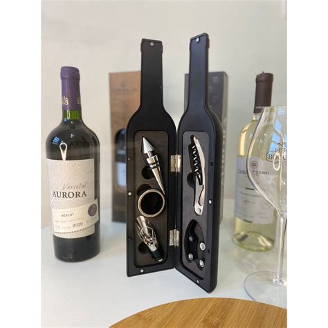 Kit Vinho Garrafa Abridor De Vinho Clink Saca Rolhas Aerador Corta