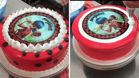 Pastel De Ladybug Torta Para CumpleaÑos De Ladybug Con Chantilly🌹🎂