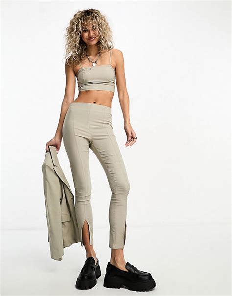 Heartbreak Bengaline Cami Top Slim Fit Blazer And Pants Set In Gray Asos