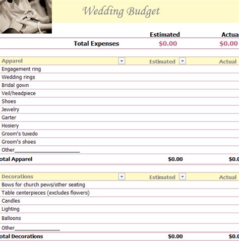 Perfect Wedding Budget Planner » Template Haven