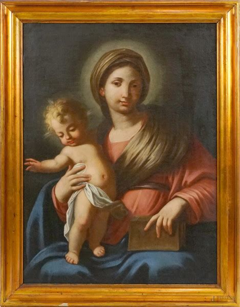 Pittore Del Xviii Secolo Madonna Con Bambino Olio Su Tela Cm X