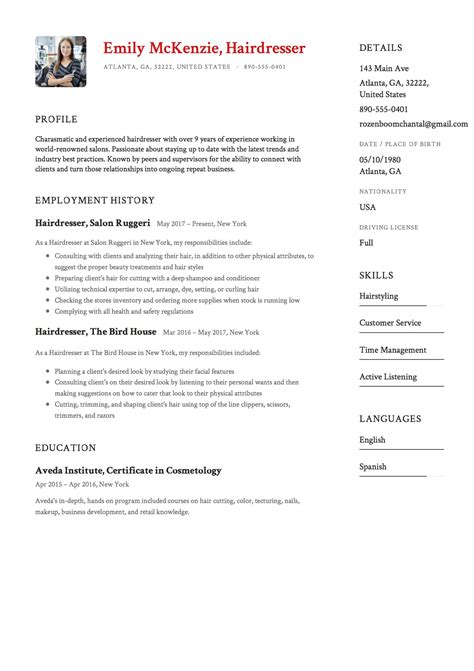 Full Guide Hairdresser Resume Samples Pdf