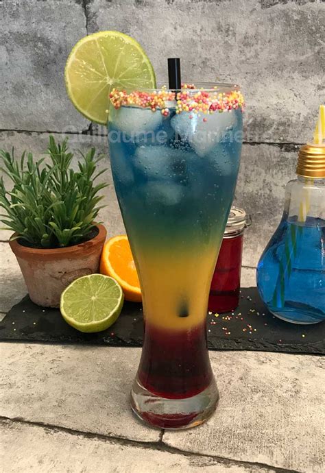 Recette de cocktail à étages ARC EN CIEL Sans alcool Guillaume