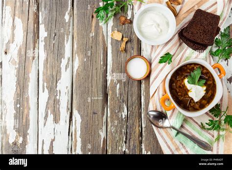 Dried Wild Mushroom Soup Stock Photo - Alamy