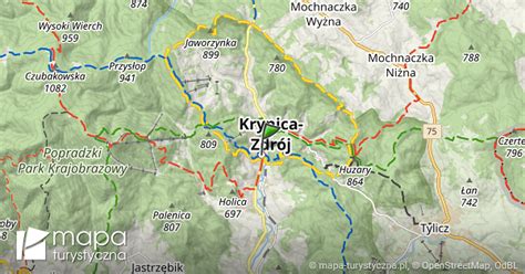 Krynica Zdrój mapa szlaków turystycznych mapa turystyczna pl