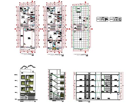 Vivienda Multifamiliar De Pisos En Autocad Cad Kb Bibliocad