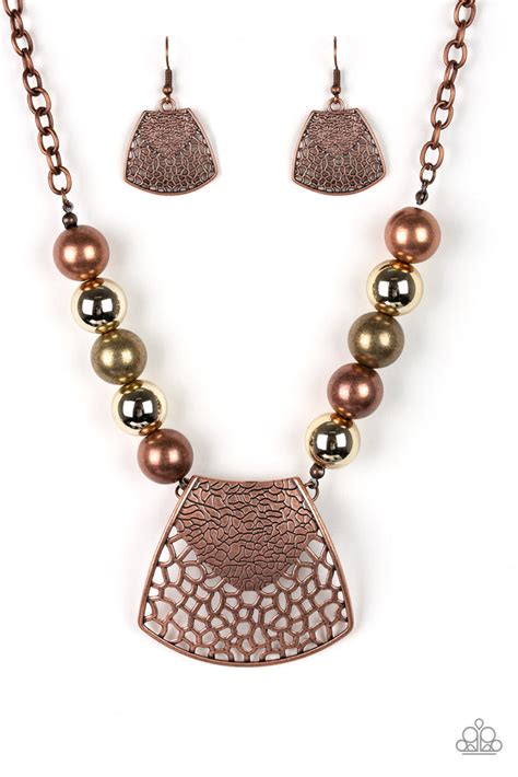 Paparazzi Vintage Vault Large And In Charge Multi Necklace And Earring