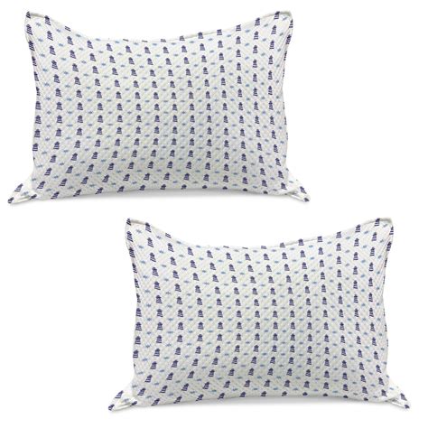 Navy Blue Knitted Quilt Pillowcover Set Of 2 Nautical Elements