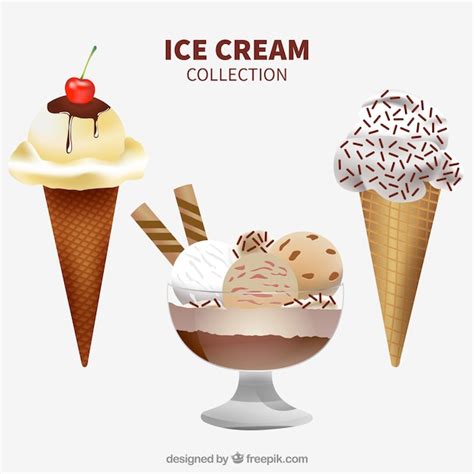 Colección Realista De Helados Deliciosos Vector Gratis