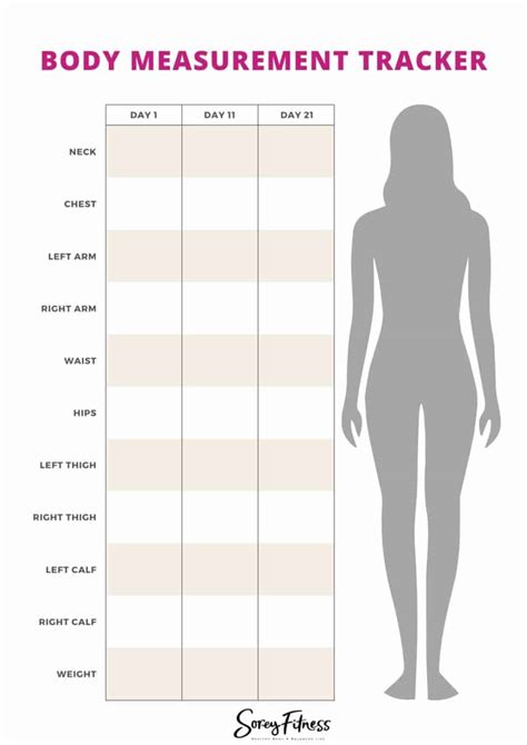 Free Body Measurement Tracker Chart Printable