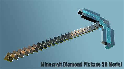 Minecraft Diamond Pickaxe 3D Model by quechus13 on DeviantArt