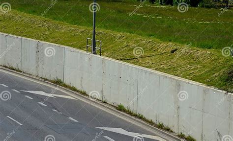 Horizontal Road Marking Lanes Highway Concrete Barriers On The Road