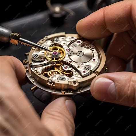 premium photo  macro shot   watchmakers hands assembling
