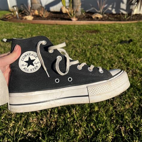 Black platform converse all star. Normal wear, could... - Depop